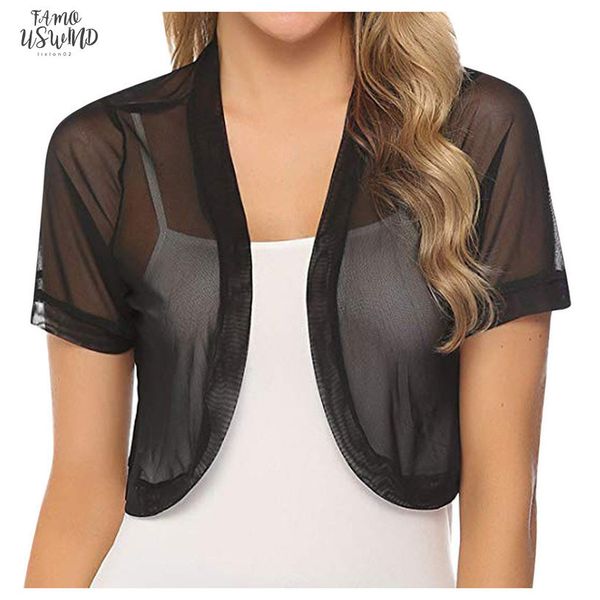 

new short summer solid lace chiffon shirts capes women short sleeve shrug open front bolero cardigan elegant shirts p, White