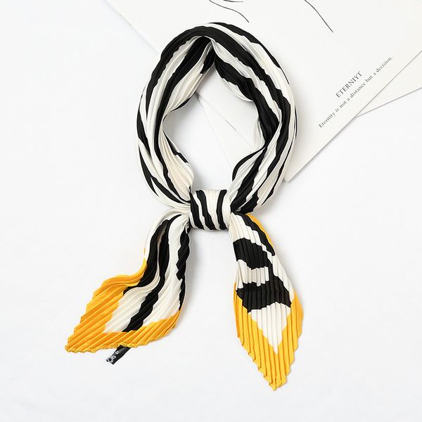 

zebra print small silk head scarf women bandana crinkle soft summer neckwear decoration [3961, Blue;gray