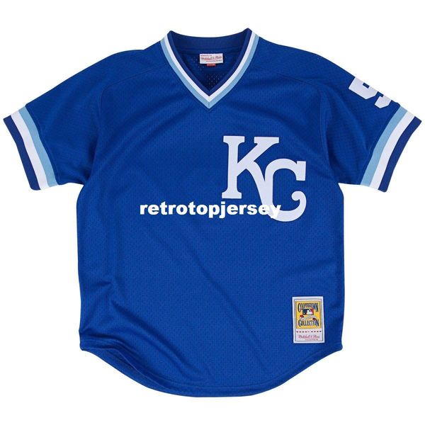 

george brett kansas city #5 mitchell & ness blue 1989 bp jersey, Gray