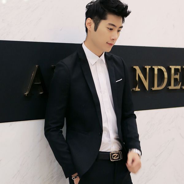 

hirigin men's smart casual blazers jackets slim fit one button suit fashion new stylish formal coat solid, White;black