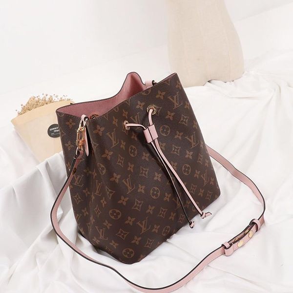 

vintage design womens bags leather bucket bag handbag drawstring lady shoulder bags luxury messenger crossbody bags drop ship