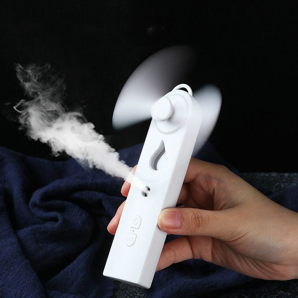 

portable 2 in 1 mini fan humidifier usb rechargeable handheld fan water spray mist fan face steamer air conditioner for outdoor