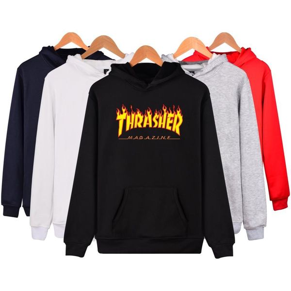 

autumn winter men sportswear hooded sweatshirts europe american 6 colors fire letters hooded men women plus cashmere sweater hoodies, Black