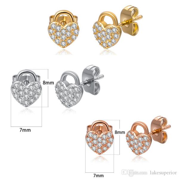 

женщины rhinestone сердце замка серьги стержня кристалл замок серьги подарков для любви подруга бижутерия аксессуары, Golden;silver