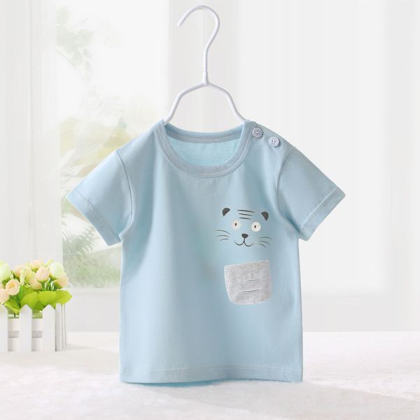 

cute baby 2020 new animal lycra short sleeve round collar t-shirt baby coat t-shirt top, Blue