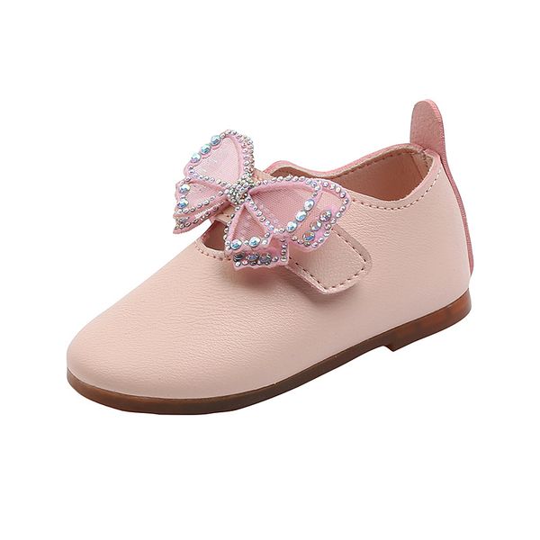 

princess girls shoes kids casual flats children sneakers bow-knot with rhinestone sweet 2020 autumn new korean leather shoes hot, Black