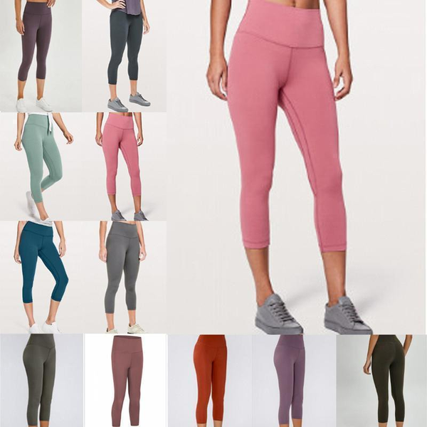 

f womens yoga pants designer wunder train workout gym lu 25 32 leggings solid color high waist sports wear elastic fitness lady tights fd89#, White;black