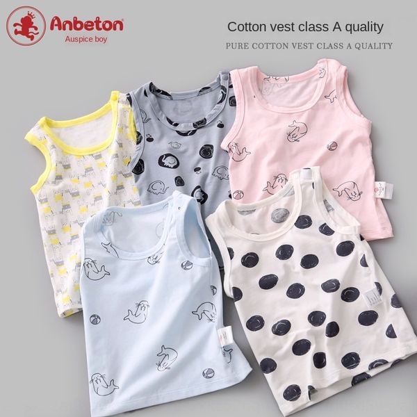

2020 summer cotton for vestchildren small and medium children round neck i-shaped vest for boys and girls thin sleeveless vest, Blue