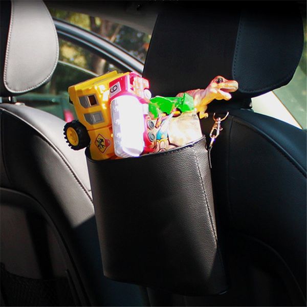 

car multifunction creative hanging pu leather bag garbage bag toy sundries storage portable car interior supplies