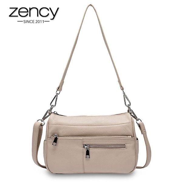 

zency noble temperament women shoulder bag 100% genuine leather summer linen blue fashion crossbody purse beige hobos handbag