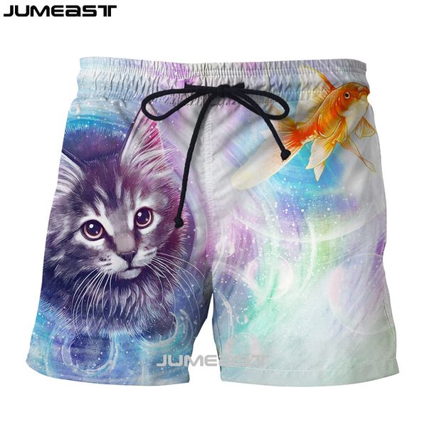 

men's shorts jumeast brand men/women 3d printed animal cat trunks summer quick dry beach casual sweatpants short pants, White;black