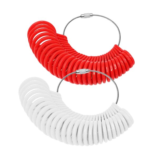 

2x plastic ring sizer ring size gauge measuring tool 27 pcs white + red