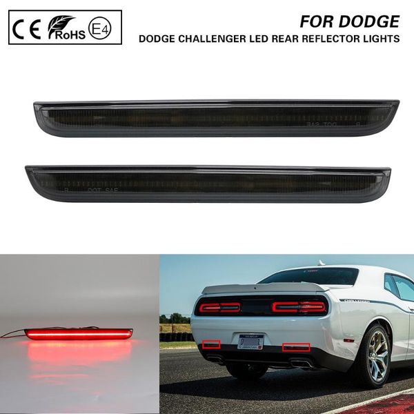 

for 2020- dodge challenger smoke lens led rear bumper reflector brake tail light 2x