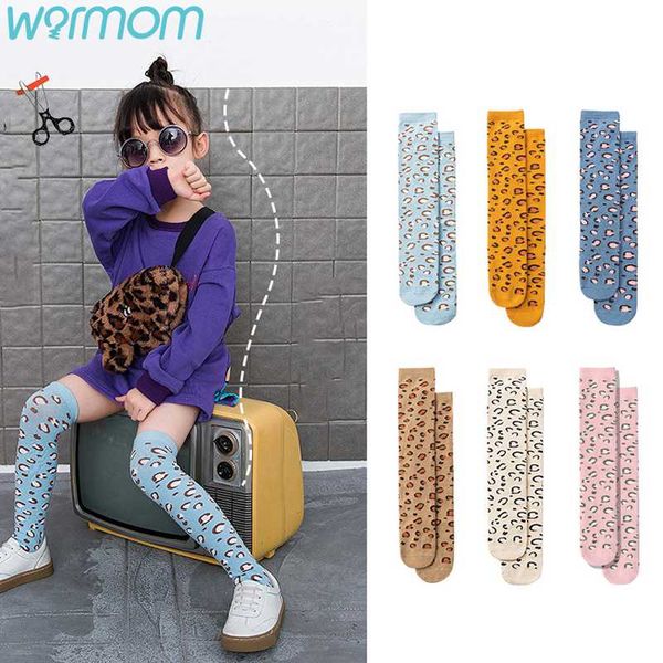 

warmom leopard grain knee-high socks fashion girls socks kids dress collocation autumn fashion new style accessories, Pink;yellow