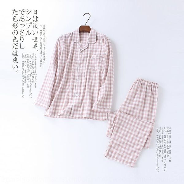 

сезон новый мужских пижам хлопок отворот плед с длинным рукавом домашней одежды и брюки брюки супругов домашней одежды, Black;brown