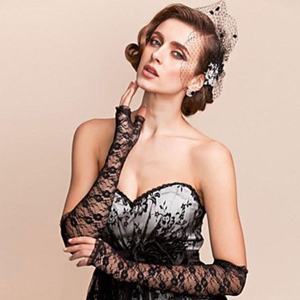 

women' bar lace lace dark princess solid color thin sunscreen sleeves wedding stage bar nightclub, Blue;gray