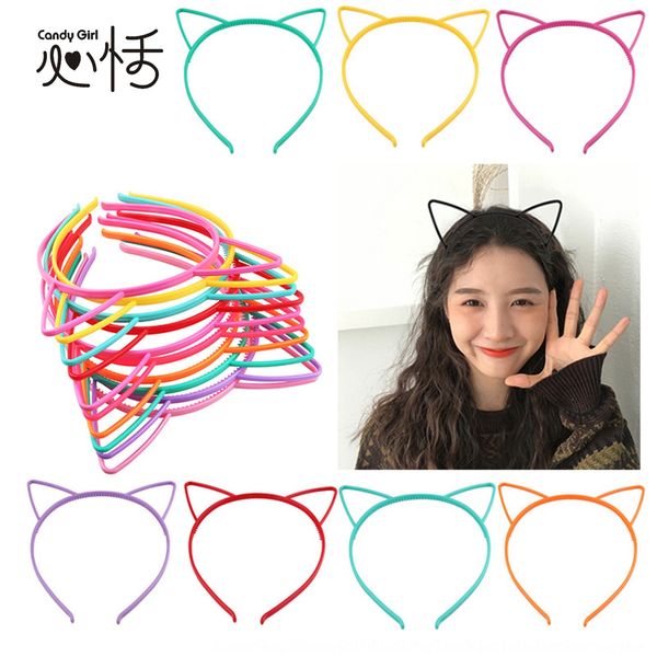 

cartoon children's band bandpin accessories korean hair accessories headdress plastic cat ear hair band, Slivery;white