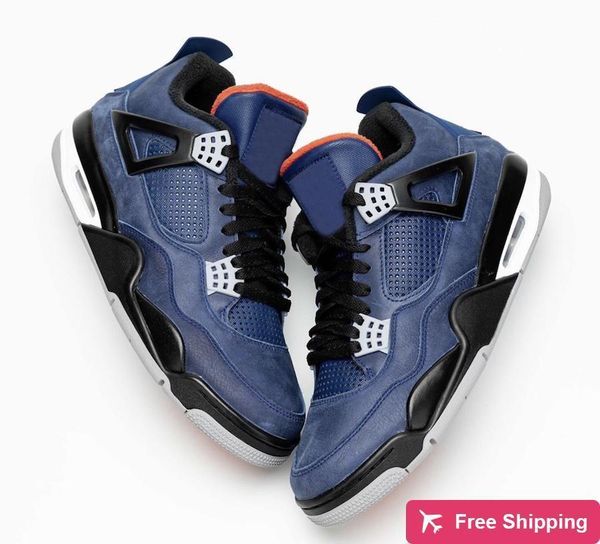 

authentic air 4 wntr loyal blue basketball shoes men white habanero red black suede eminem encore sneakers cq9597 -401 with box