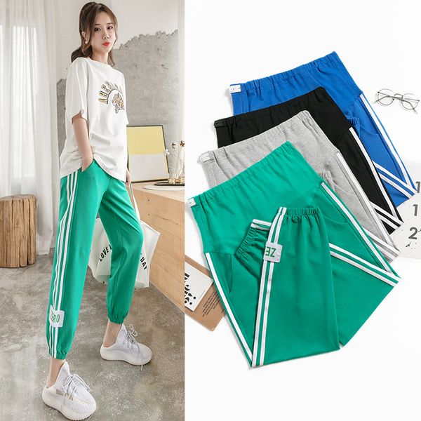 

669 # материнство брюки лета нашивки хлопок повседневных брюки сыпучей comfy живот поддержка резинка для беременных брюки, White