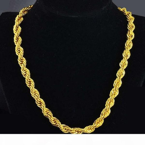 

hip hop 24 inches mens solid rope chain necklace 18k yellow gold filled statement knot jewelry gift 7mm wide, Silver