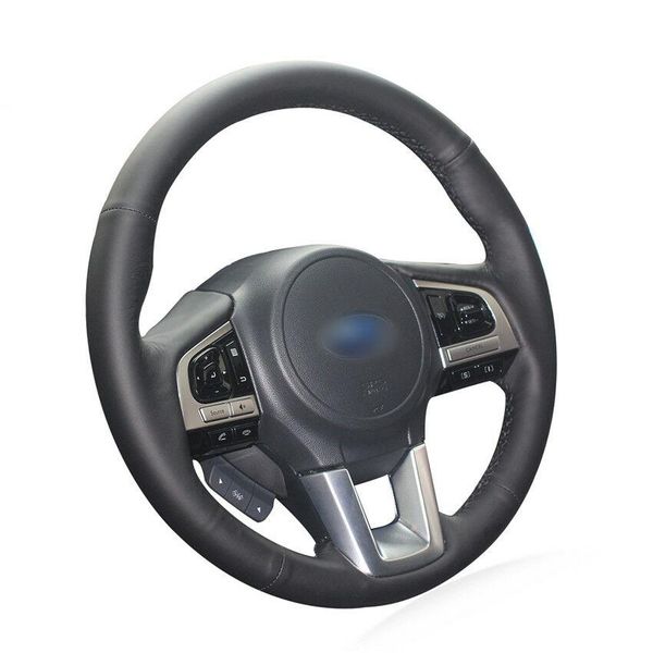 

for subaru legacy 2016 hand-sewn steering wheel cover black artificial leather