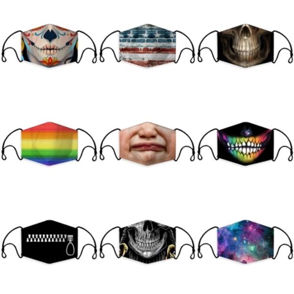 

funny face masks reusable cartoon 3d print designer dustproof mask ultraviolet-proof washable running riding bike protective mask#727