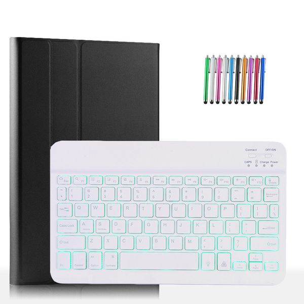 

magnet pu leather case with detachable wireless backlit keyboard for samsung galaxy tab s6 lite 10.4 sm-p615/p610/p615 smart cover+pen