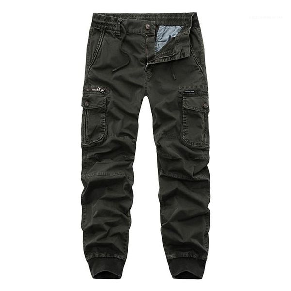 

cargo pants stretch beam feet loose casual trousers male solid color pancil pants men, Blue