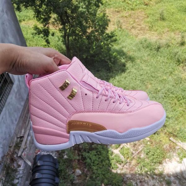 

new 12 jumpman pink women basketball shoes girls 12s valentines day trainers sports sneakers size 36-40, White;red