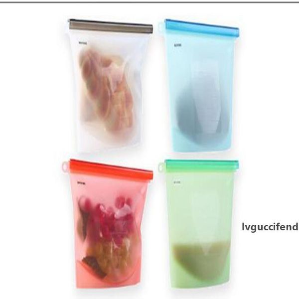 

silicone food fresh bags reusable wraps fridge food storage containers refrigerator bag kitchen colored ziplock bags 4 colors lxl100a1