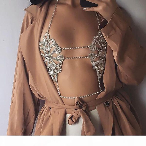 

lady 2017 fashion statement jewelry flowers body necklace chain bra necklace summer boho luxury brassiere women 5241, Silver