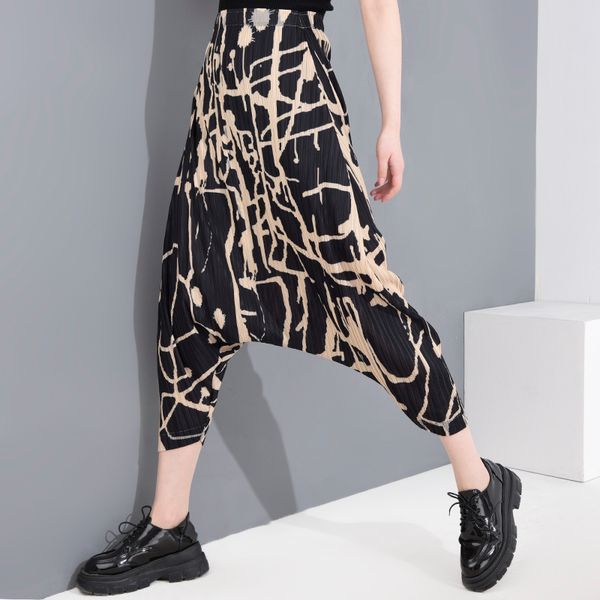 

lanmrem] 2020 new spring summer high waist pocket stitch loose pants women jumpsuit fashion tide harent trousers yj16701, Black;white