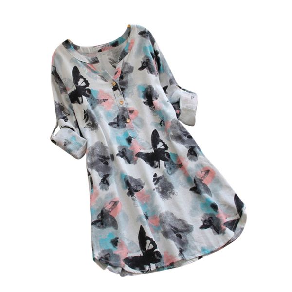 

above knee dress womens spring full sleeve dresses print casual loose winter beach dress brief butterfly girl maxi dresses ladies 729, Black;gray
