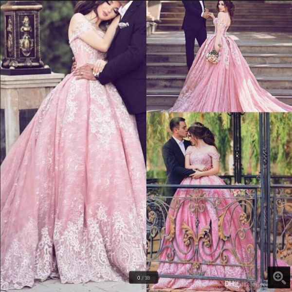 

2020 vestido de festa pink lace ball gown prom dress off the shoulder sweetheart neck beaded elegant prom dresses princess puffy party dress, Black