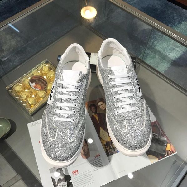 

2019y limited men's white shoes, casual sequins, versatile platform shoes, fashion sneakers, original box packaging: 38-4411, Black