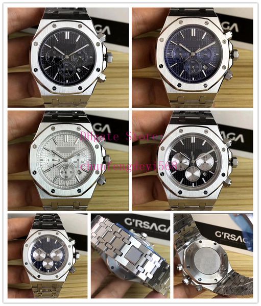 

n8 factory 42mm offshore 26320 26320st.00.1220st.01 02 03 steel bracelet vk quartz chronograph working men's luxury watches, Slivery;brown