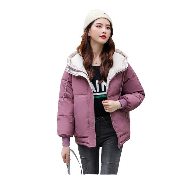 

plus size womens down jacket new korean students loose bf winter overcoat thickened hooded female down jacket cotton parker coat, Black