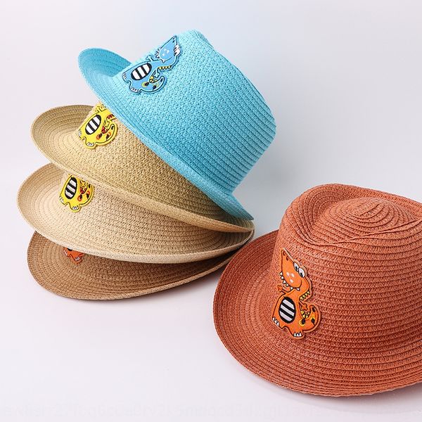 

gift solid color decal boys' baby straw straw sun beach hat cowboy hat, Yellow