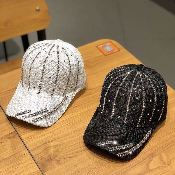 

yv8cr hat female summer hollow breathable diamond rhinestone korean fashion rhinestone baseball all-match fashion sunshade net cap baseball, Blue;gray