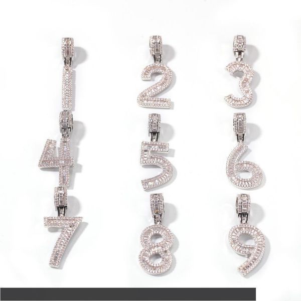

hip hop jewellery bread diamond necklace custom name iced out chains cubic zirconia copper set with diamonds 18k gold plating number necklac, Silver