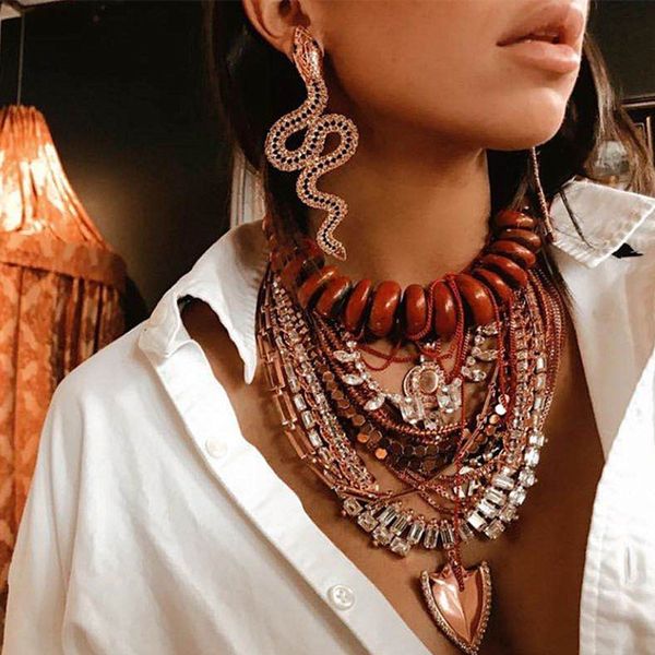 

vintage ethnic new alloy rhinestone snake dangle earings for women fashion jewelry lady's trendy statement earrings accessories, Silver
