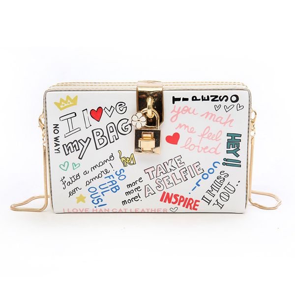 

designer bag good quality fashion korean style small square package designer handbags graffiti chain designer crossbody bag leisure purse