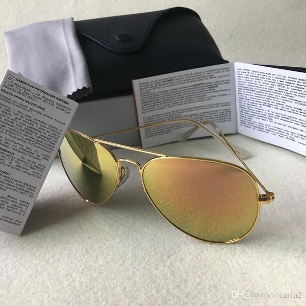 

лучший sell brand дизайнер золото розовый зеркало солнечные очки мужские женские пляж 58мм 62мм sunglass с коробкой, White;black