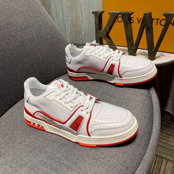 

2021-2020e fashion high -end leather alphabet low -outdoor flat sneakers ,high -quality casual wild fashion men 's shoes ,size :38, Black