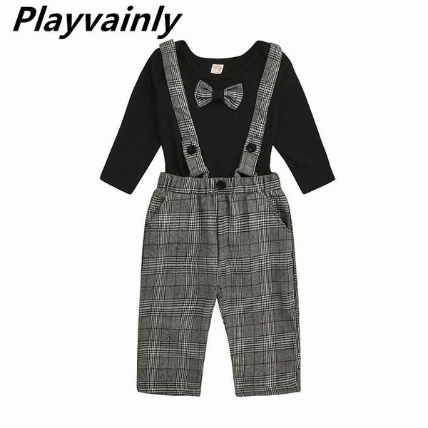 

clothing sets baby boy clothes 2021 boys cotton romper + plaid overall set girls and brothers infant e21704, White
