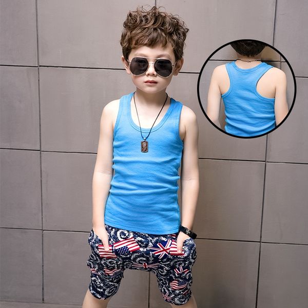 

2020 новой среды boyssummer одежды и большой жилет базы девочек, подтяжки sling детской clothingbase детской одежда, Blue