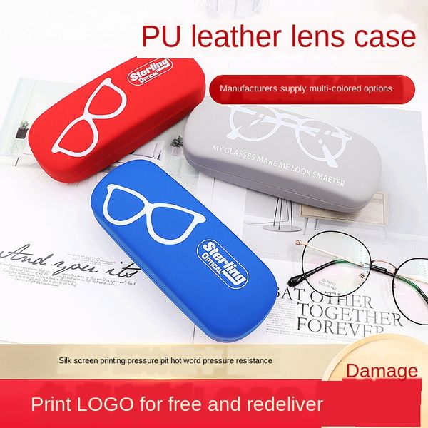 

new cartoon case case storage pu anti-pressure packaging sun glasses storage box student myopia frame glasses box, Blue
