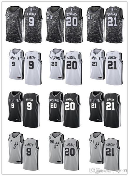 

mensÂ womenÂ youth san antonio spurs 20 manu ginobili 9 tony parker 21 tim duncan black white custom basketballÂ jersey, Black;red