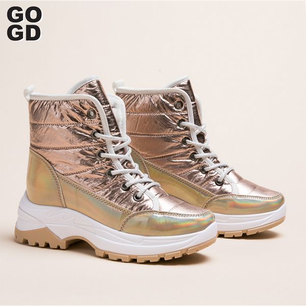 

gogd ]women's sports shoes 2020 fashion breathable pu thick-soled shoes women lace casual plus velvet cotton, Black