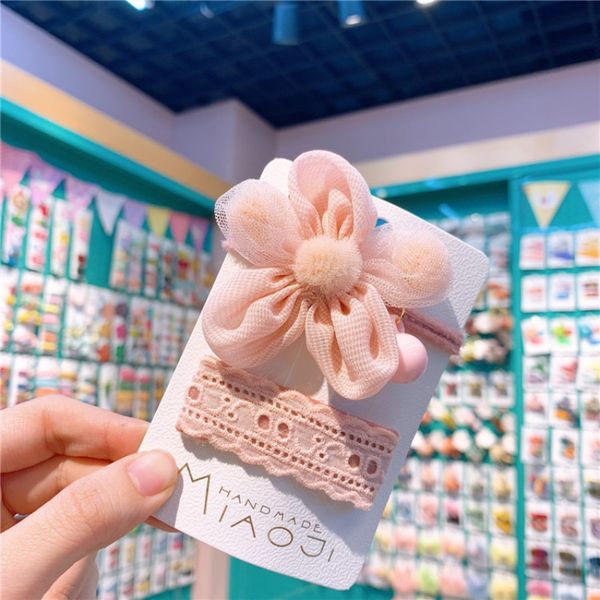 

2pcs красочные barrettes для ребёнки boutique луки волос цветка кольца и шпильки наборы hairgrip headwear для детей, Slivery;white